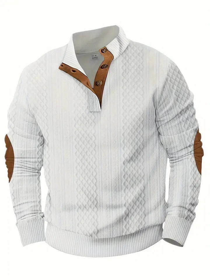 Herren Strickpullover mit Knopfleiste und Stehkragen-Luzern Mode