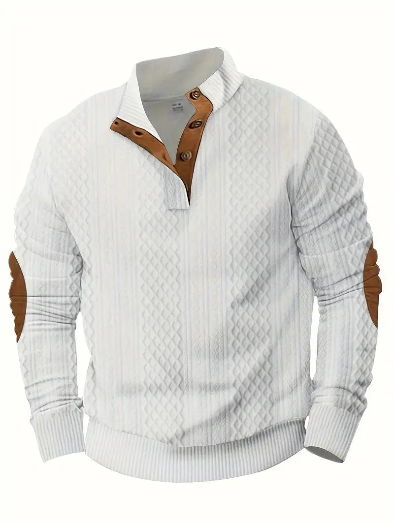 Herren Strickpullover mit Knopfleiste und Stehkragen-Luzern Mode