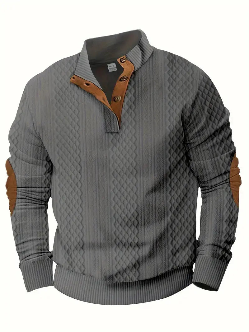 Herren Strickpullover mit Knopfleiste und Stehkragen-Luzern Mode