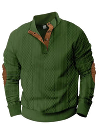 Herren Strickpullover mit Knopfleiste und Stehkragen-Luzern Mode