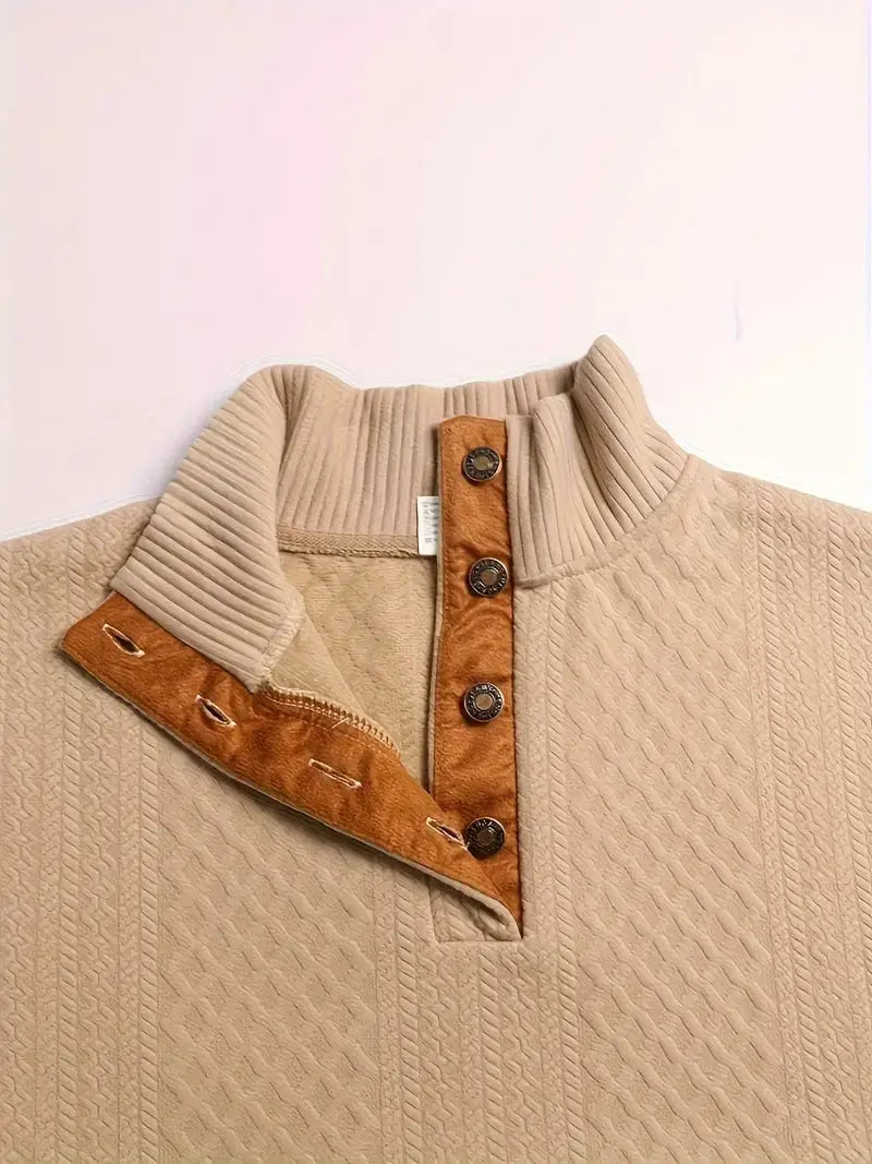Herren Strickpullover mit Knopfleiste und Stehkragen-Luzern Mode