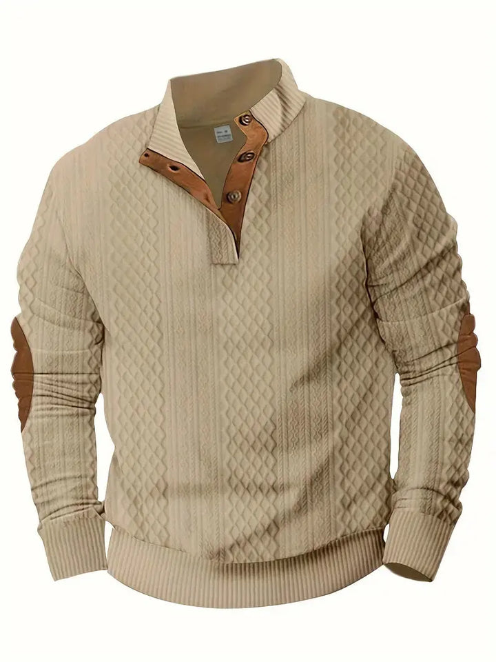 Herren Strickpullover mit Knopfleiste und Stehkragen-Luzern Mode