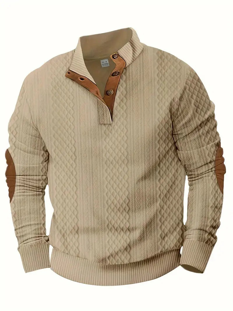 Herren Strickpullover mit Knopfleiste und Stehkragen-Luzern Mode