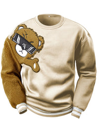 Herren Bomberjacke mit Teddyfleece-Ärmeln, Retro-Look-S-Aprikose-Luzern Mode