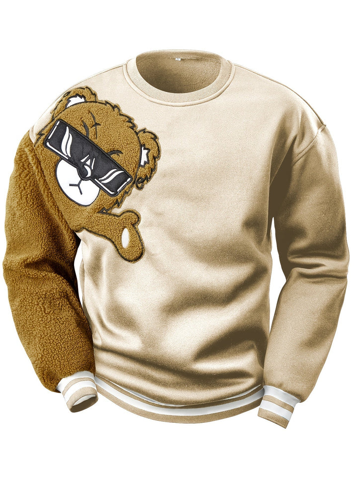 Herren Bomberjacke mit Teddyfleece-Ärmeln, Retro-Look-S-Aprikose-Luzern Mode