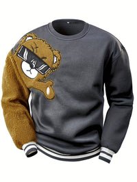 Herren Bomberjacke mit Teddyfleece-Ärmeln, Retro-Look-S-Dunkelgrau-Luzern Mode