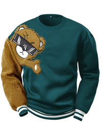 Herren Bomberjacke mit Teddyfleece-Ärmeln, Retro-Look-S-Grün-Luzern Mode