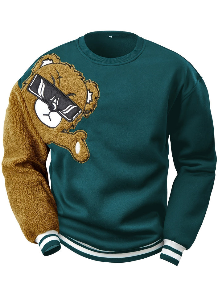 Herren Bomberjacke mit Teddyfleece-Ärmeln, Retro-Look-S-Grün-Luzern Mode