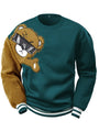 Herren Bomberjacke mit Teddyfleece-Ärmeln, Retro-Look-S-Grün-Luzern Mode