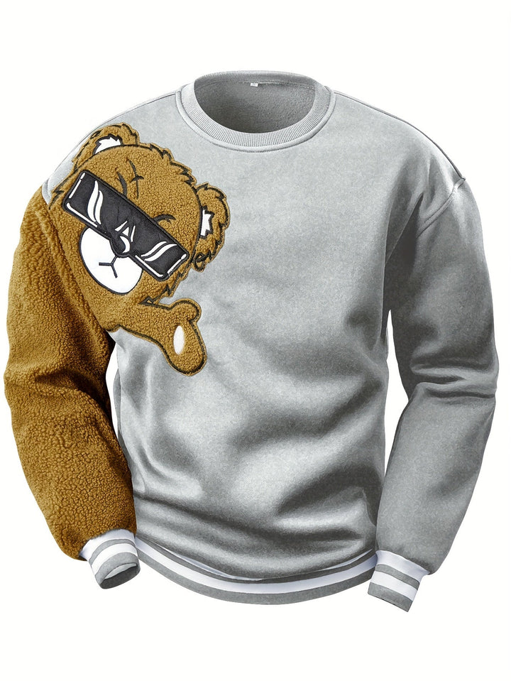 Herren Bomberjacke mit Teddyfleece-Ärmeln, Retro-Look-S-Hellgrau-Luzern Mode