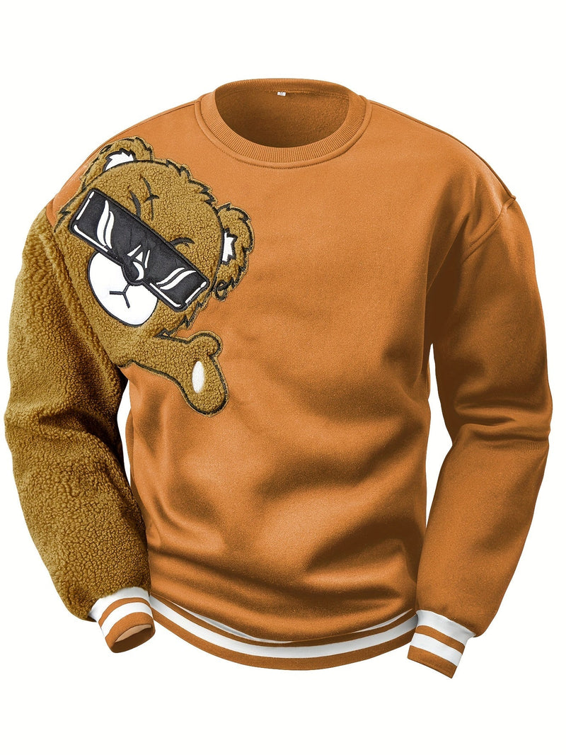 Herren Bomberjacke mit Teddyfleece-Ärmeln, Retro-Look-S-Orange-Luzern Mode