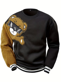 Herren Bomberjacke mit Teddyfleece-Ärmeln, Retro-Look-S-Schwarz-Luzern Mode