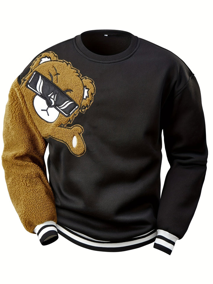 Herren Bomberjacke mit Teddyfleece-Ärmeln, Retro-Look-S-Schwarz-Luzern Mode