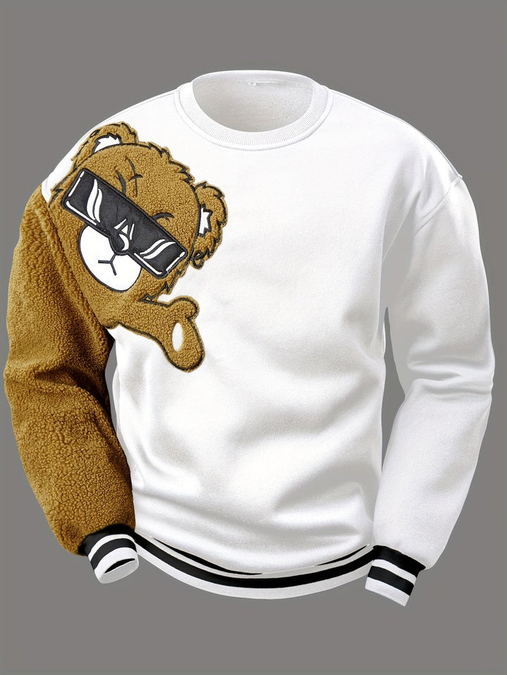 Herren Bomberjacke mit Teddyfleece-Ärmeln, Retro-Look-S-Weiß-Luzern Mode