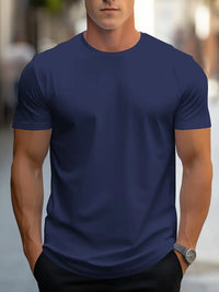 Herren-T-Shirt | Baumwolle | Kurzarm | Rundhals | Regular Fit | Modern-Dunkelblau-S-Luzern Mode
