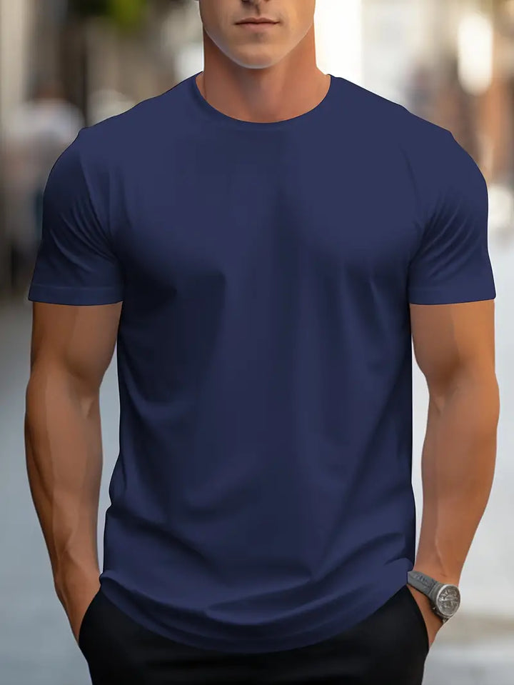 Herren-T-Shirt | Baumwolle | Kurzarm | Rundhals | Regular Fit | Modern-Dunkelblau-S-Luzern Mode