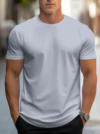 Herren-T-Shirt | Baumwolle | Kurzarm | Rundhals | Regular Fit | Modern-Grau-S-Luzern Mode