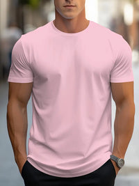 Herren-T-Shirt | Baumwolle | Kurzarm | Rundhals | Regular Fit | Modern-Rosa-S-Luzern Mode