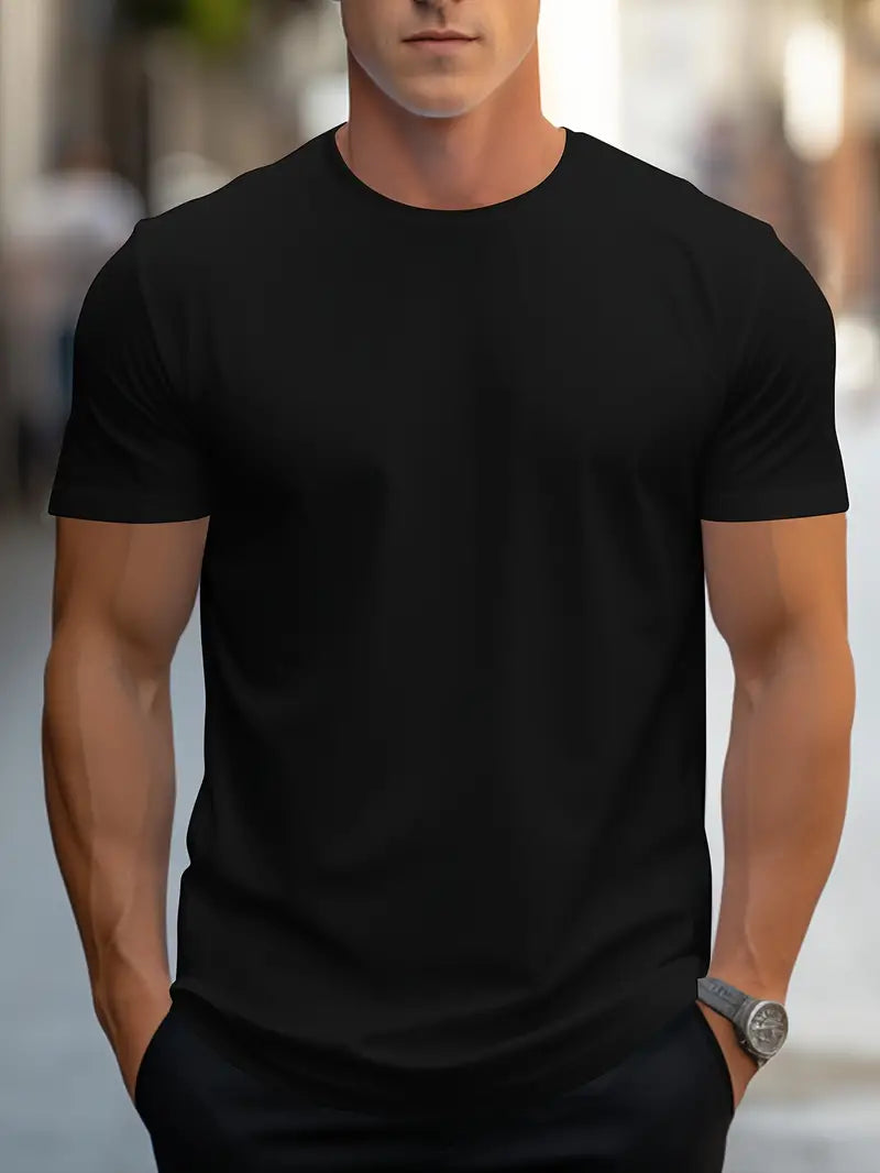Herren-T-Shirt | Baumwolle | Kurzarm | Rundhals | Regular Fit | Modern-Schwarz-S-Luzern Mode