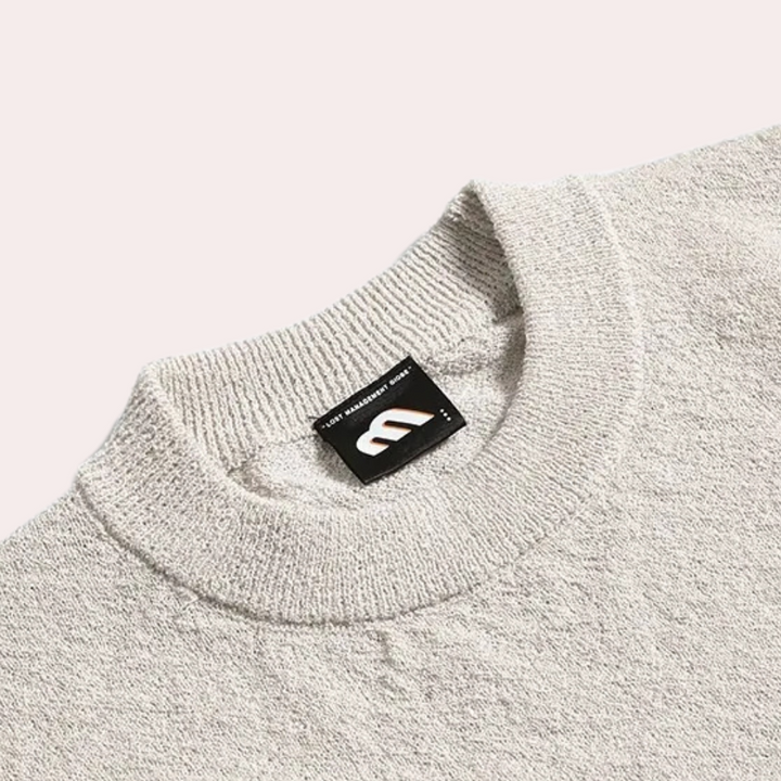 Herren Strickpullover mit Rundhalsausschnitt und Rippbündchen-Luzern Mode