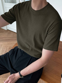 Geripptes Herren T-Shirt - Stilvolles Basic für Alltag-Luzern Mode