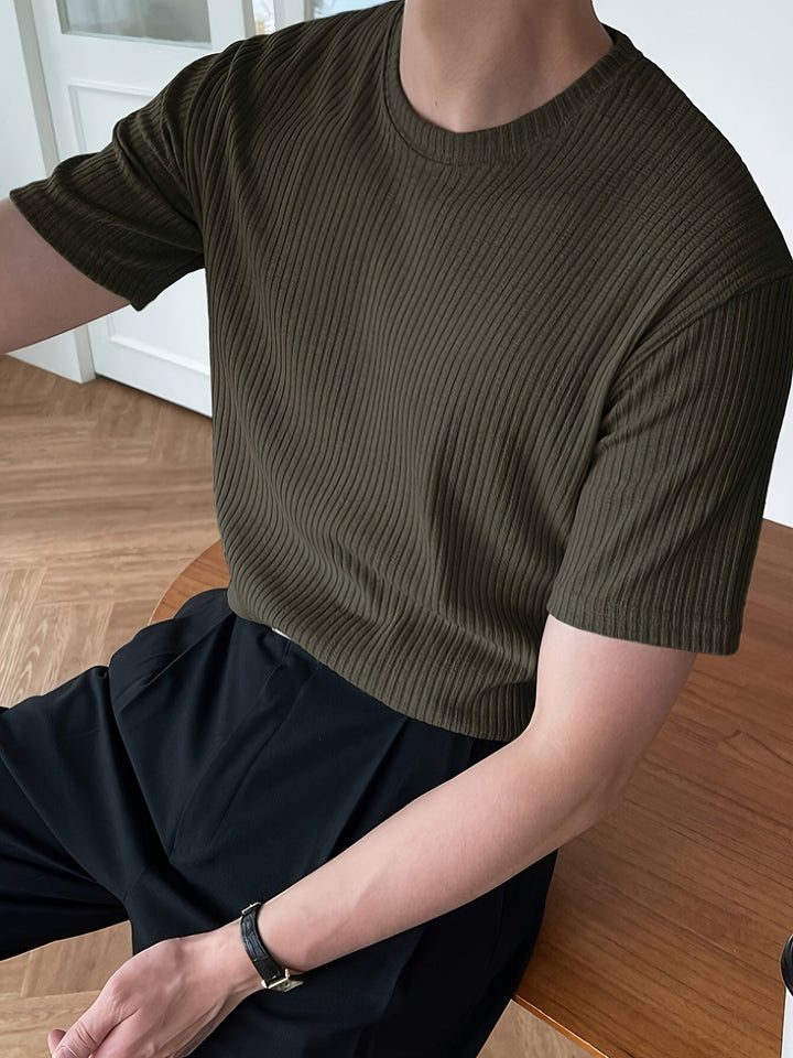 Geripptes Herren T-Shirt - Stilvolles Basic für Alltag-Luzern Mode