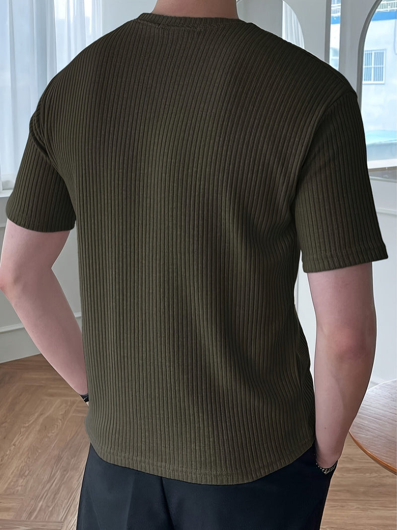 Geripptes Herren T-Shirt - Stilvolles Basic für Alltag-Luzern Mode