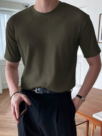 Geripptes Herren T-Shirt - Stilvolles Basic für Alltag-S-Luzern Mode