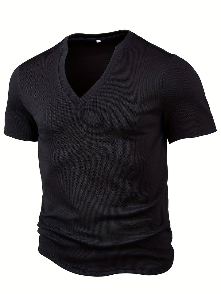 Herren T-Shirt mit tiefem V-Ausschnitt und Struktur – Rafael