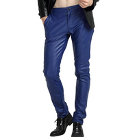 Herren Lederhose Slim Fit - Modische Lederjeans kaufen-Blau-28-Luzern Mode