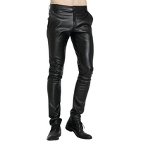 Herren Lederhose Slim Fit - Modische Lederjeans kaufen-Schwarz-28-Luzern Mode