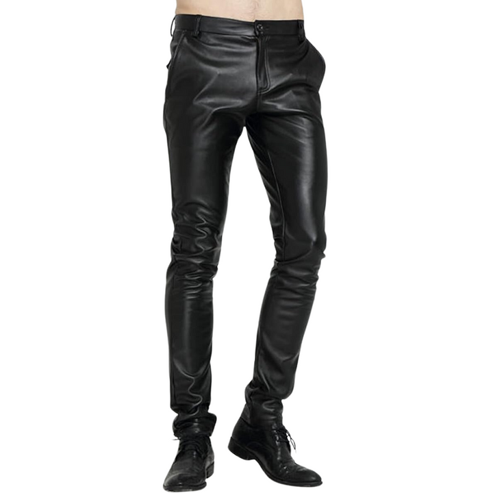 Herren Lederhose Slim Fit - Modische Lederjeans kaufen-Schwarz-28-Luzern Mode