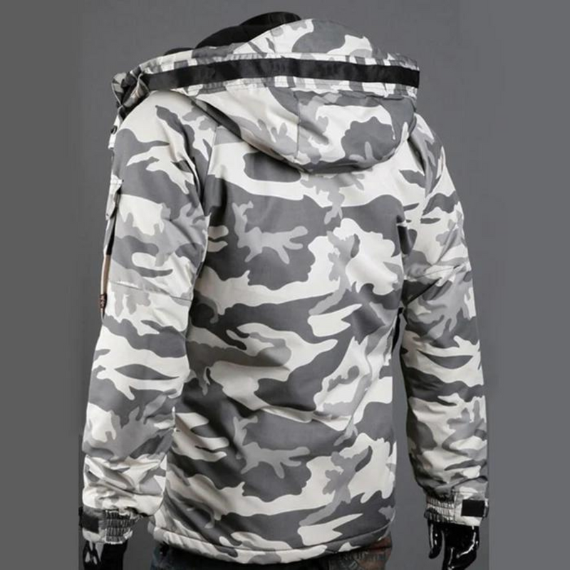 Herren Winterjacke Camouflage Parka mit Kapuze Outdoor-Luzern Mode