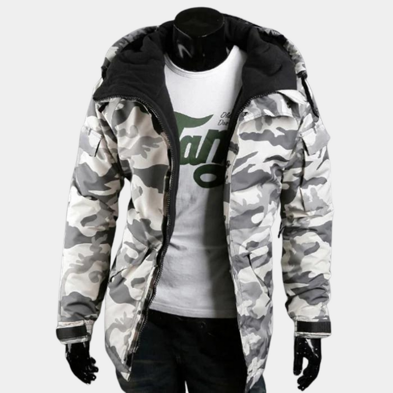 Herren Winterjacke Camouflage Parka mit Kapuze Outdoor-Luzern Mode