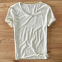 Leinen Shirt Herren | V-Ausschnitt Sommerhemd | Leicht | Atmungsaktiv Baumwolle-Beige-M-Luzern Mode