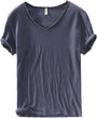 Leinen Shirt Herren | V-Ausschnitt Sommerhemd | Leicht | Atmungsaktiv Baumwolle-Grau-M-Luzern Mode