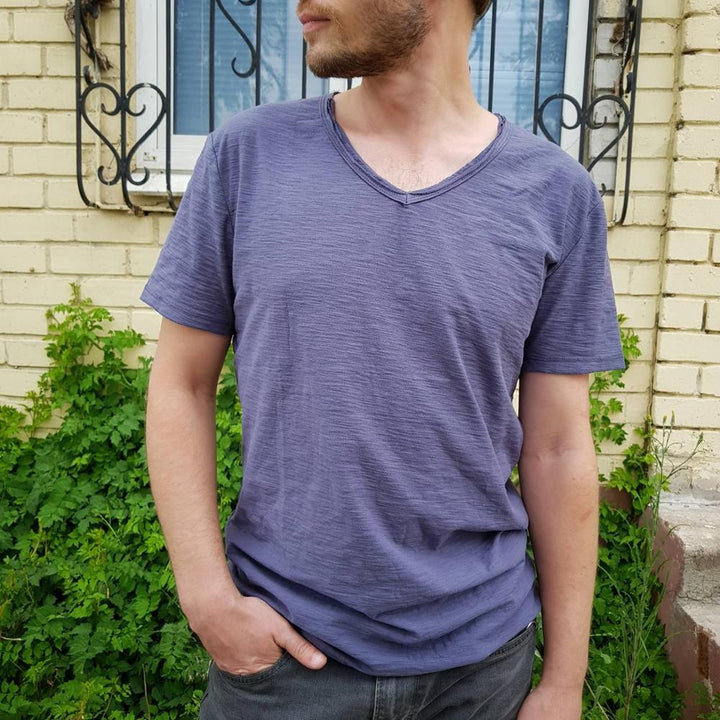 Leinen Shirt Herren | V-Ausschnitt Sommerhemd | Leicht | Atmungsaktiv Baumwolle-Luzern Mode