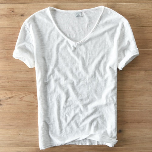 Leinen Shirt Herren | V-Ausschnitt Sommerhemd | Leicht | Atmungsaktiv Baumwolle-Luzern Mode