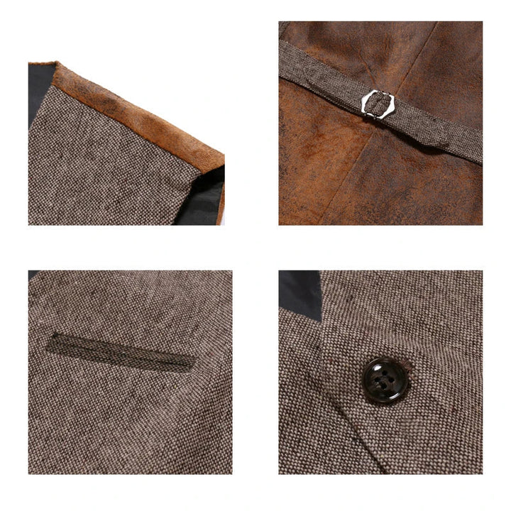 Herren Vintage Weste mit Lederhosenträgern für Freizeit-Luzern Mode