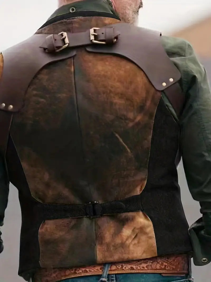 Herren Vintage Weste mit Lederhosenträgern für Freizeit-Luzern Mode