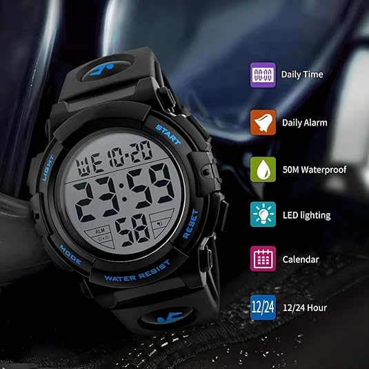 Wasserdichte Sportuhr mit LED-Beleuchtung und Alarm-Luzern Mode