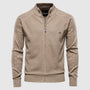 Herren Strickjacke mit Reißverschluss und Rautenmuster-Beige-XS-Luzern Mode