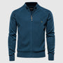 Herren Strickjacke mit Reißverschluss und Rautenmuster-Blau-XS-Luzern Mode