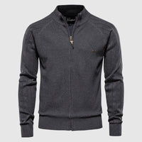 Herren Strickjacke mit Reißverschluss und Rautenmuster-Grau-XS-Luzern Mode