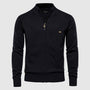 Herren Strickjacke mit Reißverschluss und Rautenmuster-Schwarz-XS-Luzern Mode