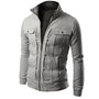 Herren Jacke | Stehkragen | Reißverschluss | Druckknopfdetails-Grau-S-Luzern Mode