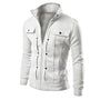 Herren Jacke | Stehkragen | Reißverschluss | Druckknopfdetails-Weiß-S-Luzern Mode