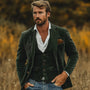 Herren Bekleidungsset | Jacke | Weste | 2-teilig | Cord | Tailliert-Grün-S-Luzern Mode