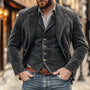 Herren Bekleidungsset | Jacke | Weste | 2-teilig | Cord | Tailliert-Schwarz-S-Luzern Mode
