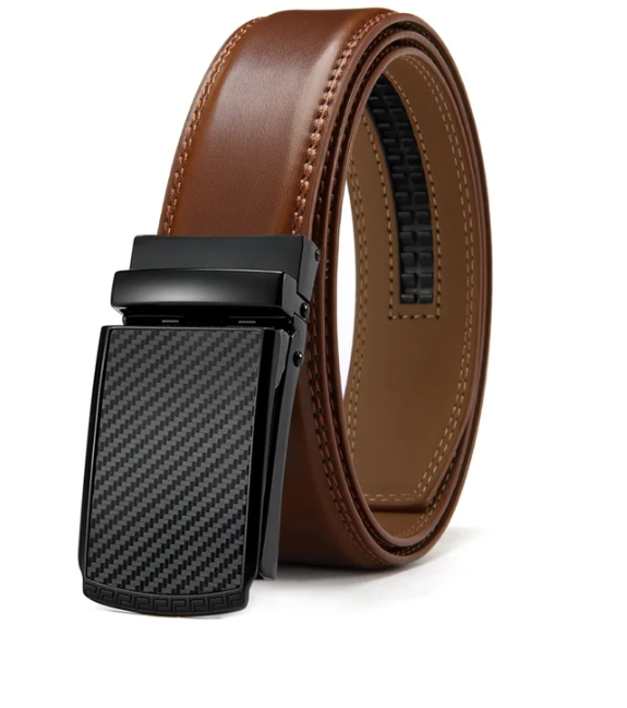 Herren Automatik Gürtel mit Ratschenverschluss Leder-Braun-115cm-Luzern Mode